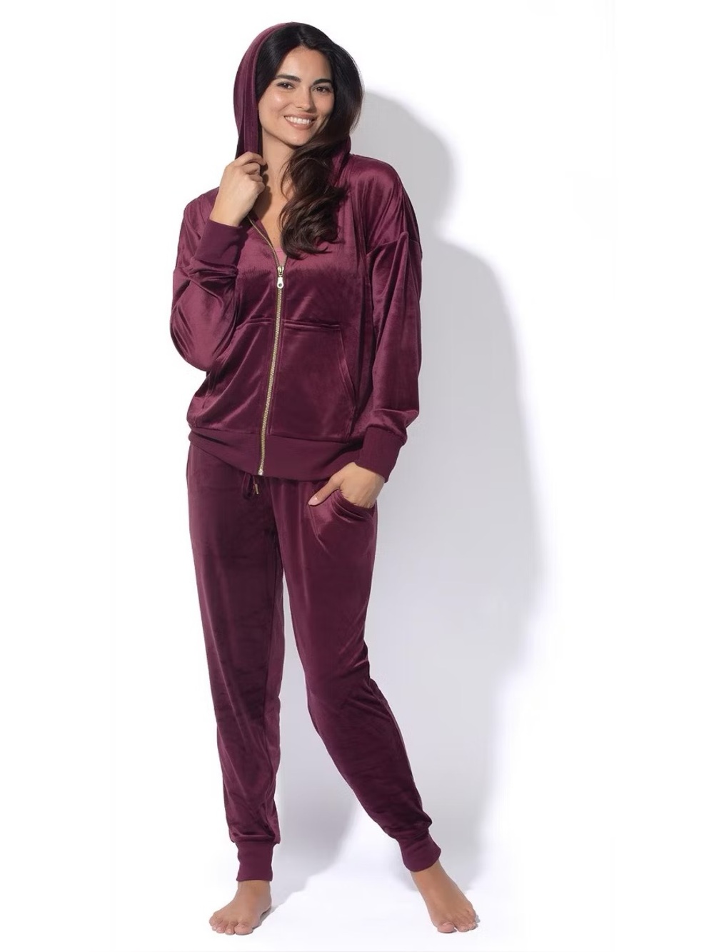 Fig Velvet Zip Hoodie & Jogger Set - Small